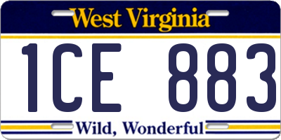 WV license plate 1CE883