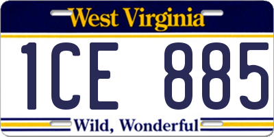 WV license plate 1CE885