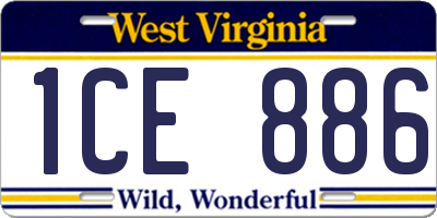 WV license plate 1CE886