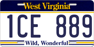 WV license plate 1CE889