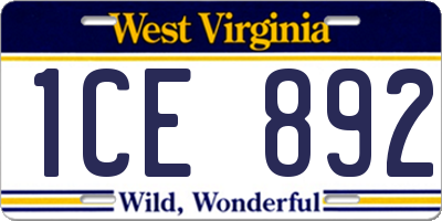 WV license plate 1CE892