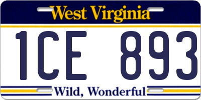 WV license plate 1CE893