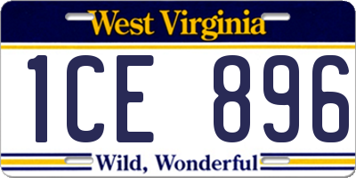 WV license plate 1CE896