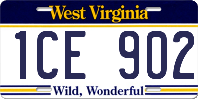 WV license plate 1CE902