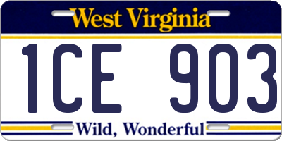 WV license plate 1CE903
