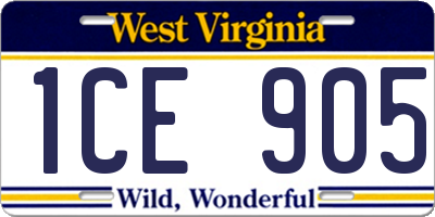 WV license plate 1CE905