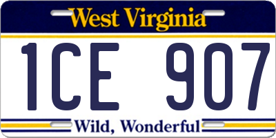 WV license plate 1CE907