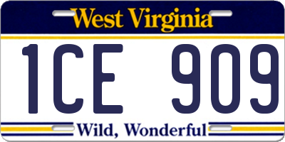 WV license plate 1CE909