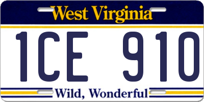 WV license plate 1CE910