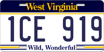 WV license plate 1CE919