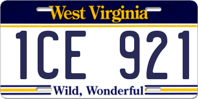 WV license plate 1CE921
