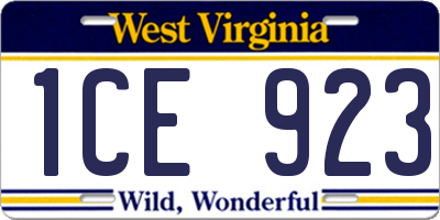 WV license plate 1CE923