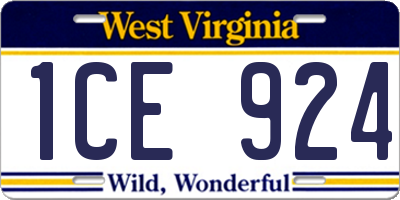 WV license plate 1CE924