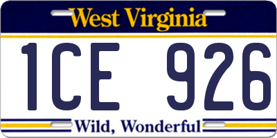 WV license plate 1CE926