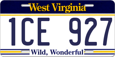 WV license plate 1CE927