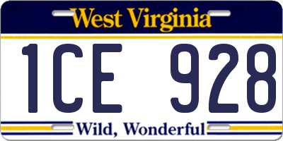 WV license plate 1CE928