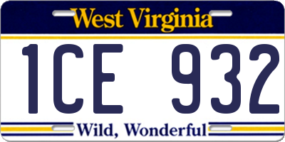 WV license plate 1CE932