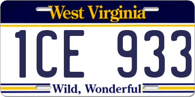 WV license plate 1CE933