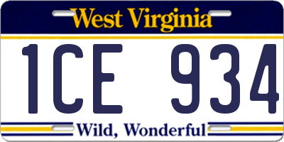 WV license plate 1CE934