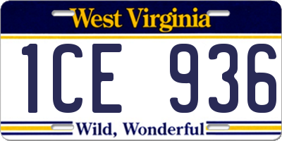 WV license plate 1CE936
