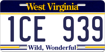 WV license plate 1CE939