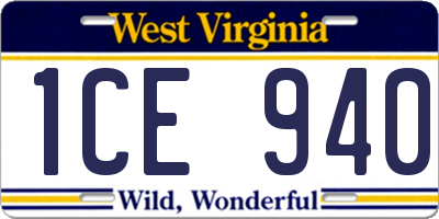 WV license plate 1CE940