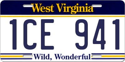 WV license plate 1CE941