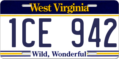 WV license plate 1CE942