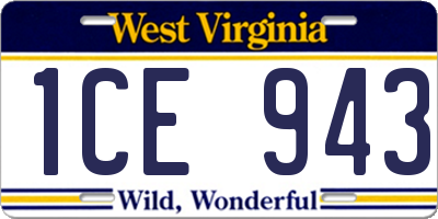 WV license plate 1CE943