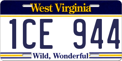 WV license plate 1CE944