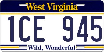 WV license plate 1CE945