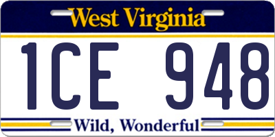 WV license plate 1CE948