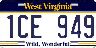 WV license plate 1CE949
