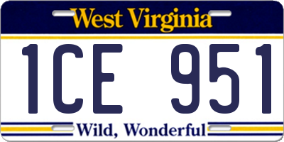 WV license plate 1CE951
