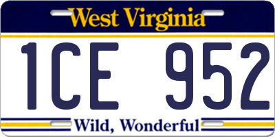 WV license plate 1CE952