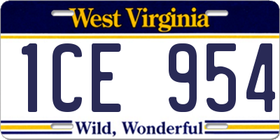 WV license plate 1CE954