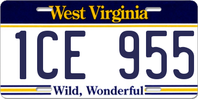 WV license plate 1CE955