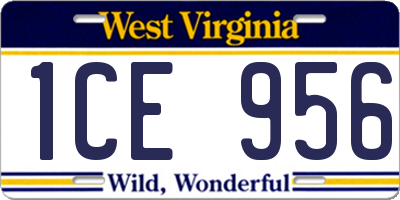 WV license plate 1CE956