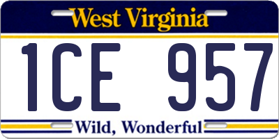WV license plate 1CE957