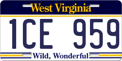 WV license plate 1CE959