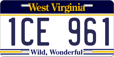 WV license plate 1CE961