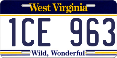 WV license plate 1CE963