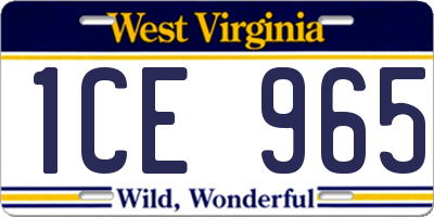 WV license plate 1CE965