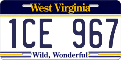 WV license plate 1CE967