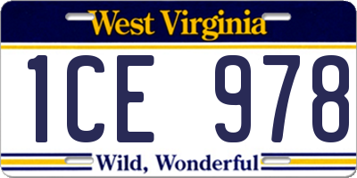 WV license plate 1CE978