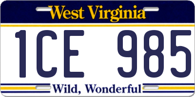 WV license plate 1CE985