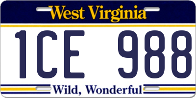 WV license plate 1CE988