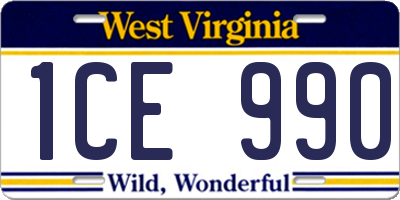 WV license plate 1CE990