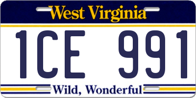WV license plate 1CE991