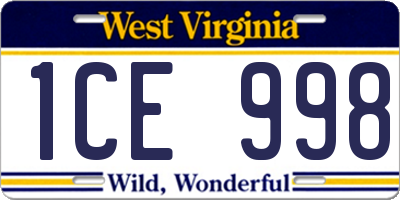 WV license plate 1CE998